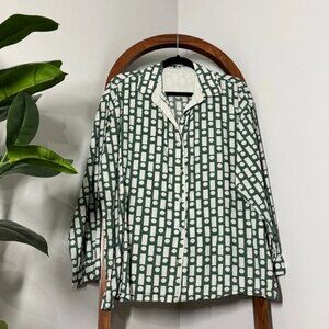 Daily Drills XS SMALL Oversized Green White Geometric Pajama Sleep Shirt